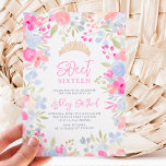 Wilde Blume in den Gartenpasten Sweet 16 Geburtsta Einladung<br><div class="desc">Unsere Gartenromane Blumenladen Sets die perfekte Note für eine sanfte Pastellfarben Sweet 16 Geburtstagseinladung. Freuen Sie sich auf zarte Aquarellblumen und romantische Details. Mit weichen pastellfarbenen Handgemälden mit floraler Wasserfarbe,  in hellrosa,  grau,  lavender und ein elegantes Pinselskript mit einem Imitat goldenen Glitzer Kronprinzessin tiara.</div>