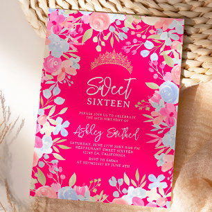 Wilde Blume in den Gartenpasten Sweet 16 Geburtsta Einladung