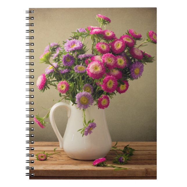 Wilde Blume in einem Vase Note Book Notizblock (Vorderseite)