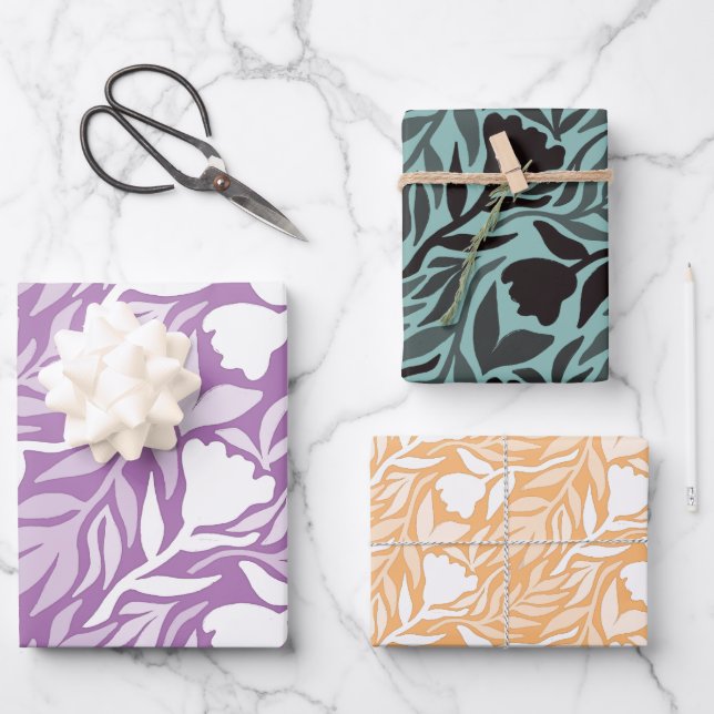 Wilde Blume Kaskade Geschenkpapier Set (Vorderseite)