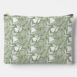 Wilde Blume Kaskade White & Moss Green Zubehörtasche