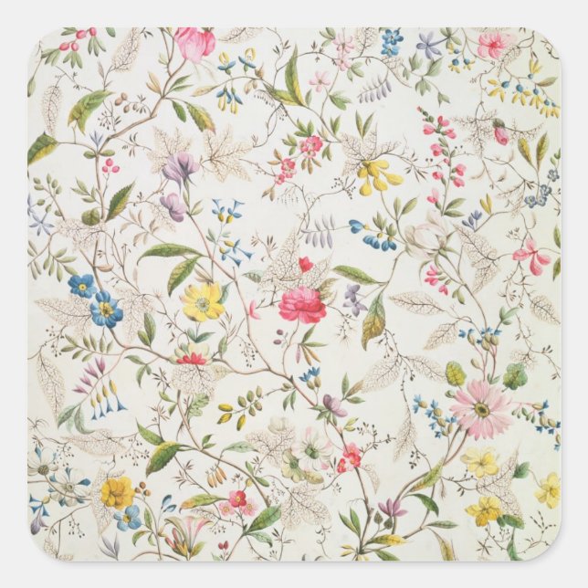 Wilde Blume, konstruiert für Seidenmaterial, c.179 Quadratischer Aufkleber (Vorderseite)