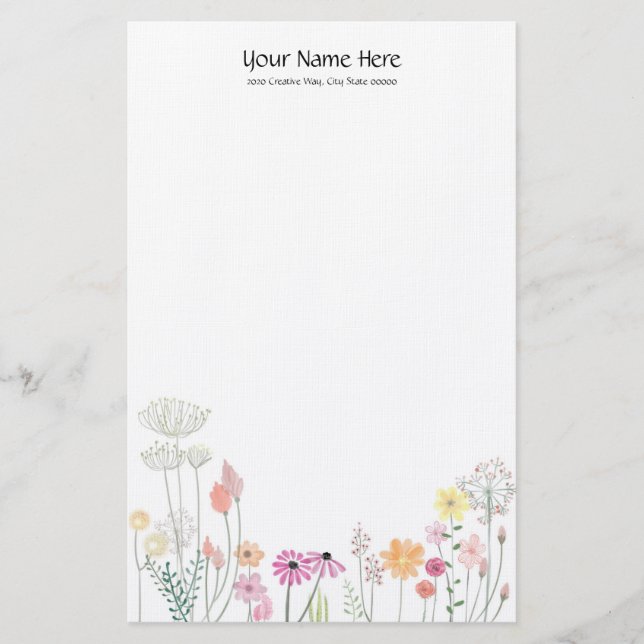 Wilde Blume Linen Stationery Briefpapier (Vorderseite)