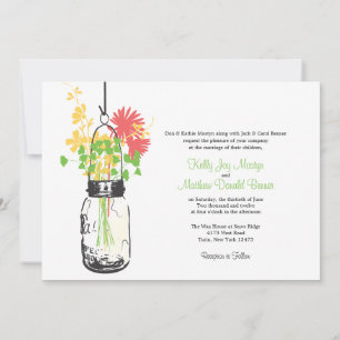 Wilde Blume & Mason Jar Hochzeitseinladungen Einladung