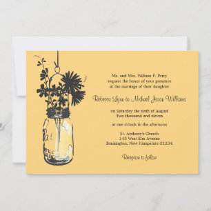 Wilde Blume & Mason Jar Hochzeitseinladungen Einladung