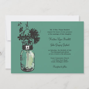 Wilde Blume & Mason Jar Hochzeitseinladungen Einladung