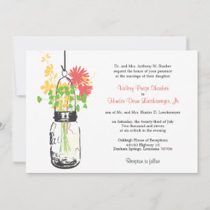 Wilde Blume & Mason Jar Hochzeitseinladungen Einladung