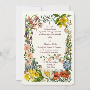 Wilde Blume Mehrfarbige botanische Kunstgrenze Einladung