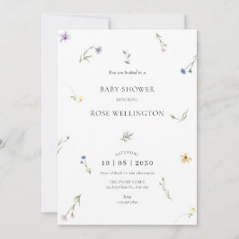 Wilde Blume minimalistisch elegante Babydusche Einladung