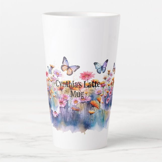 Wilde Blume mit Schmetterlingen Milchtasse (Vorderseite)