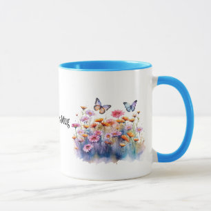 Wilde Blume mit Schmetterlingen Tasse