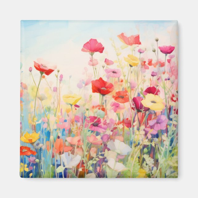 Wilde Blume Mohnkonzept Abstrakte Kunst Magnet (Vorne)
