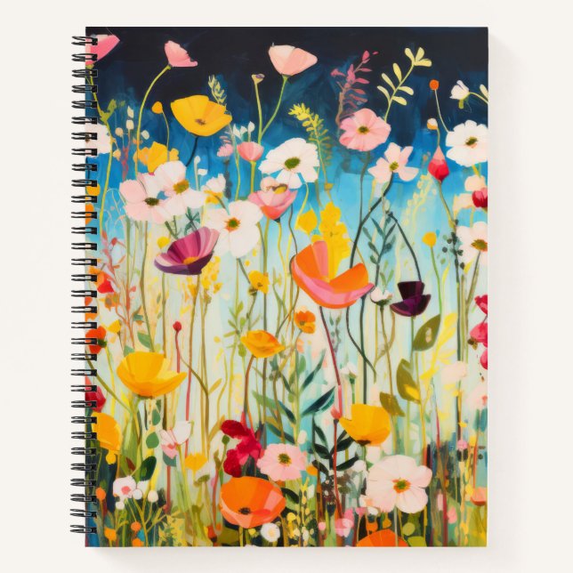 Wilde Blume Mohnkonzept Abstrakte Kunst Notizbuch (Vorderseite)