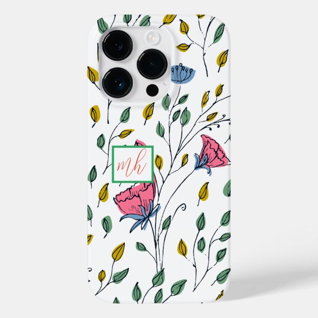 Wilde Blume Muster-farbig Wild Blume-floral Case-Mate iPhone 14 Pro Hülle (Rückseite)