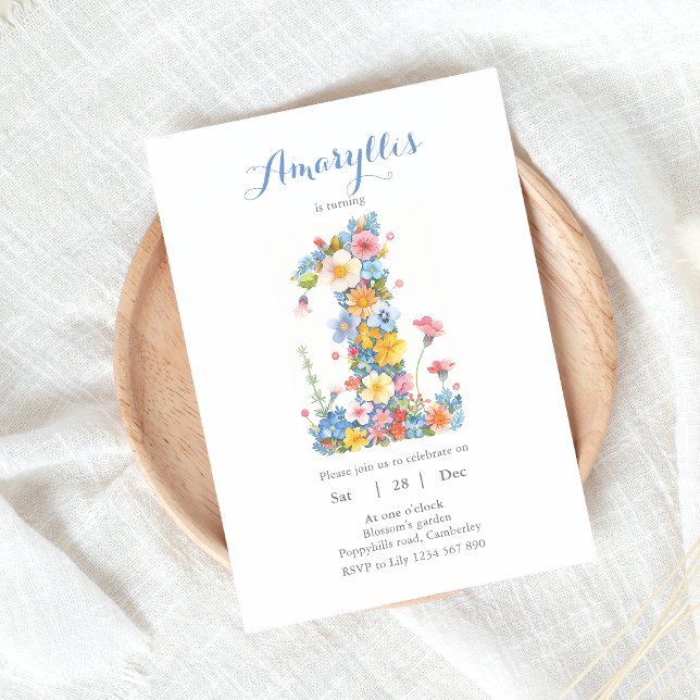 Wilde Blume Nummer 1 zum Geburtstag Einladung (Von Creator hochgeladen)