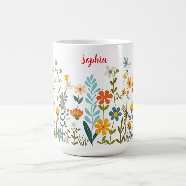 Wilde Blume oder Ihre Art oder Ihr Foto & Name Kaffeetasse (Mittel)