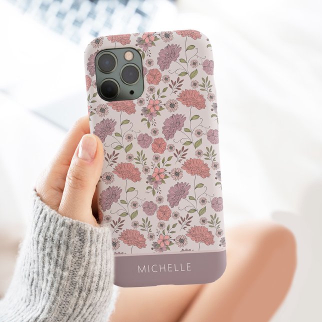 Wilde Blume Personalisiert mit Name Floral Case-Mate iPhone Hülle (Von Creator hochgeladen)