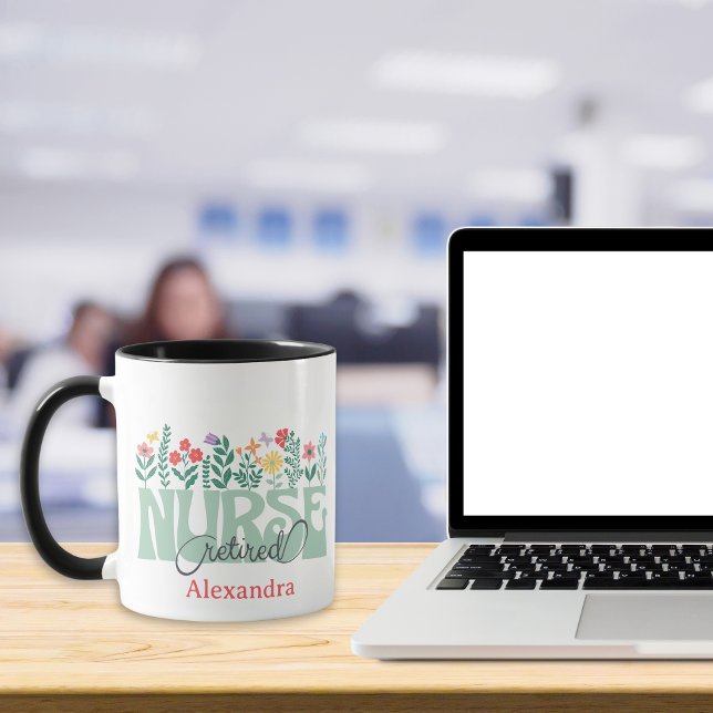 Wilde Blume Personalisierte Krankenschwester Tasse (Funny retired custom nurse mug)