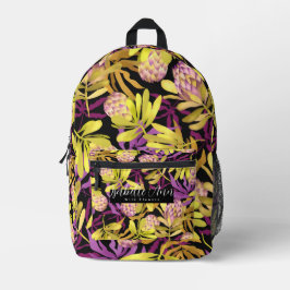 Wilde Blume Protea Black Bedruckter Rucksack