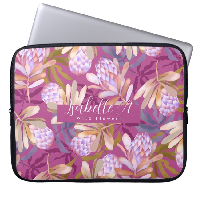 Wilde Blume Protea Magenta Laptopschutzhülle (Vorderseite)