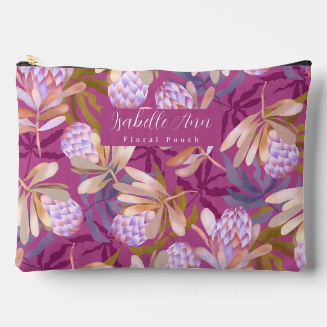 Wilde Blume Protea Magenta Zubehörtasche (Vorderseite)