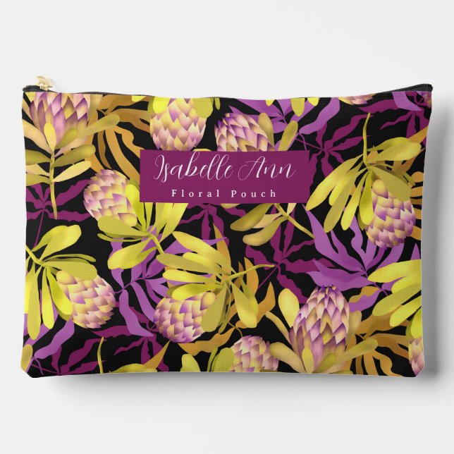 Wilde Blume Protea Magenta Zubehörtasche (Vorderseite)