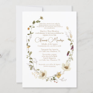 Wilde Blume quinceañera Einladung