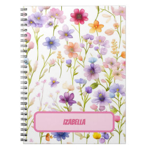 Wilde Blume Rosa Blauer Frühling Blumendesign Jour Notizblock