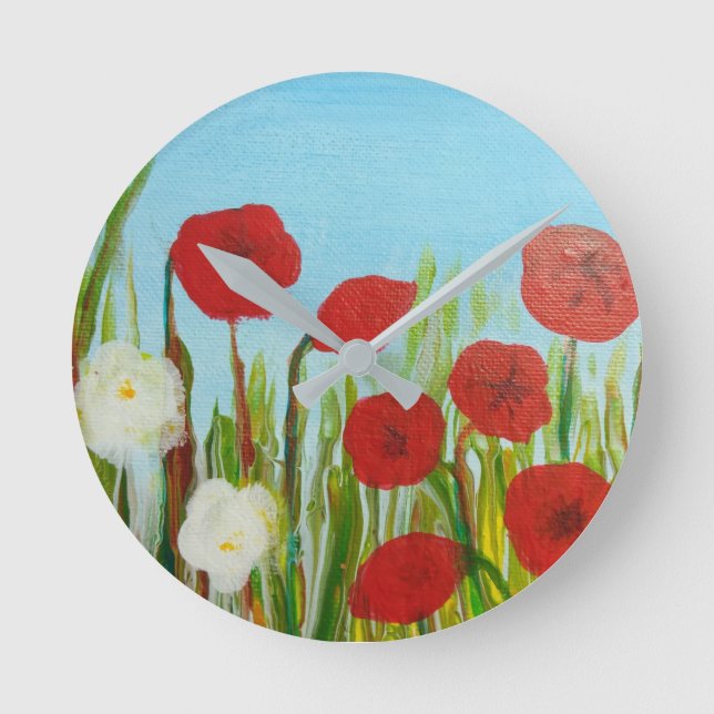 Wilde Blume Runde Wanduhr (Vorderseite)