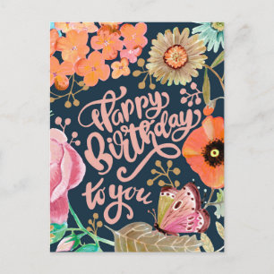 Wilde Blume & Schreiben Geburtstagskarte Postkarte