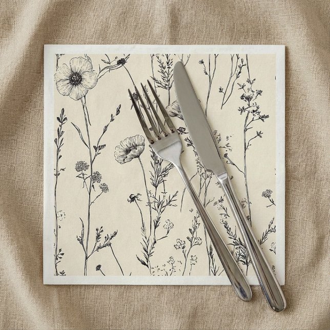 Wilde Blume Serviette (Delicate wild flowers napkin.)