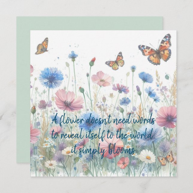 Wilde Blume und Angebotskarte (Vorne/Hinten)