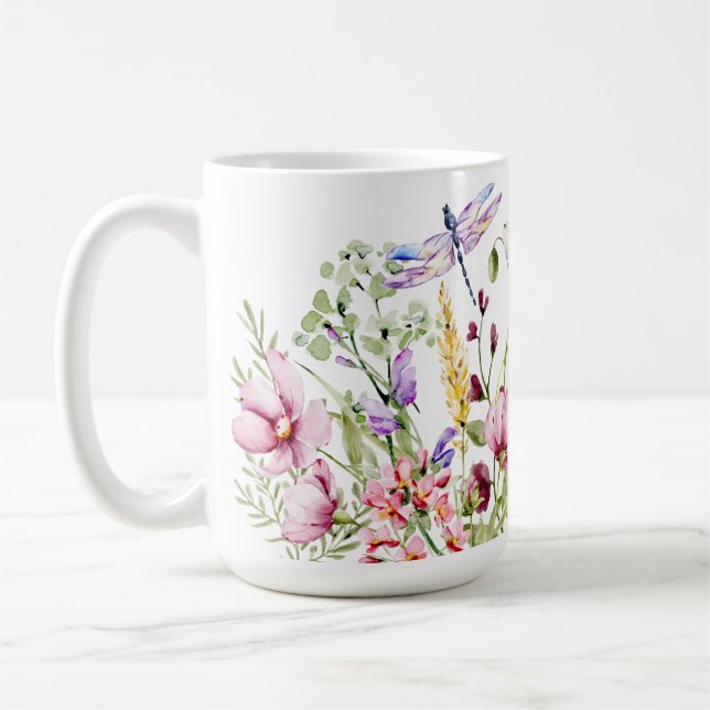 Wilde Blume und Libelle Kaffeetasse (Links)