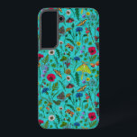 Wilde Blume und Motten auf aquamarin Samsung Galaxy Hülle<br><div class="desc">Handgemalte Sammlung von verschiedenen wilden Blume.</div>