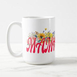 Wilde Blume und Red Mama Typografy Tasse