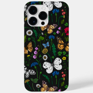Wilde Blume und Schmetterlinge auf schwarz Case-Mate iPhone 14 Pro Max Hülle