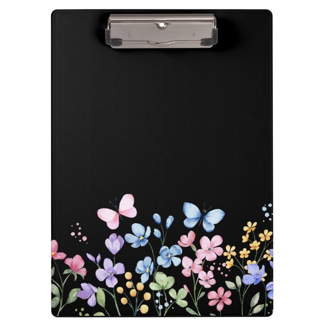 Wilde Blume und Schmetterlinge Klemmbrett (Vorderseite)