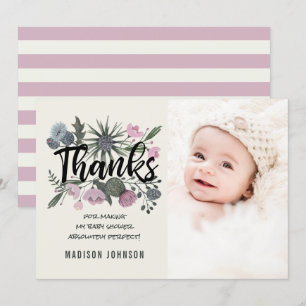 Wilde Blume   Vielen Dank   Babydusche Foto-Karte Einladung