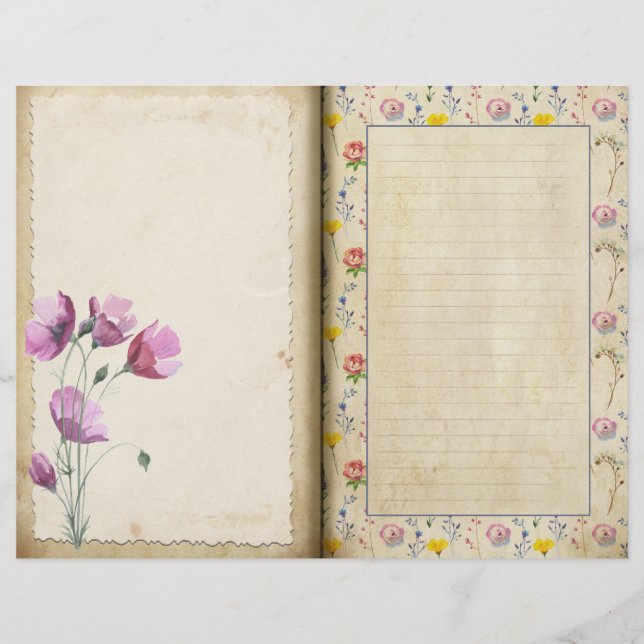 Wilde Blume Vintage Stilzeitschrift (Vorderseite)