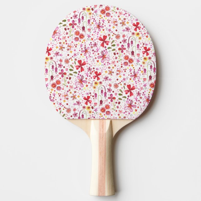 Wilde Blume Wasserfarbe Tischtennis Schläger (Vorderseite)