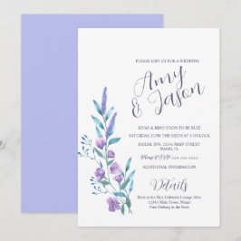 Wilde Blume Wasserfarben Mute Lavendel Wedding Einladung