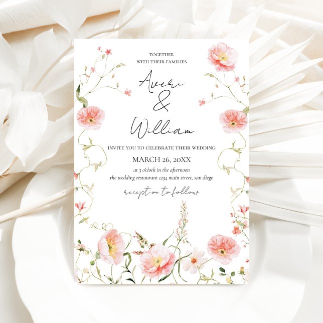 Wilde Blume Watercolor Moderne Boho Wedding Einladung (Von Creator hochgeladen)