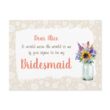 Wilde Blume werden Sie meine Bridesmaid-Karte sein