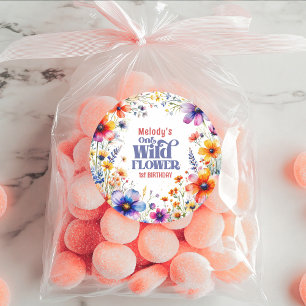 Wilde Blume Wild One 1. Geburtstag  Runder Aufkleber