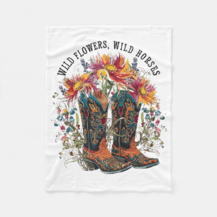 Wilde Blume - Wilde Pferde Cowgirl Boot Western Fl Fleecedecke