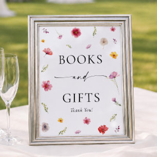 Wilde-Blumen-Baby-Party-Bücher und Geschenke Poster