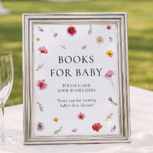 Wilde Blumen Baby Shower Bücher für Baby Poster