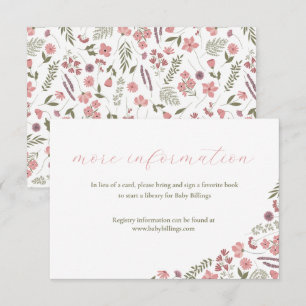 Wilde Blumen-Baby-Shower-Einladung Einsatz - rosa Einladung