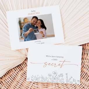 Wilde-Blumen-Baby-Ultraschall-Foto-Ankündigungskar Einladung