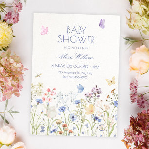Wilde Blumen Babyparty Einladung